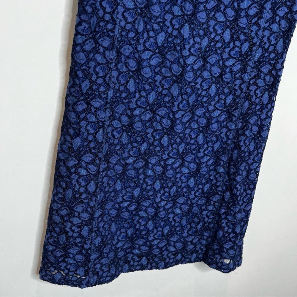 Aritzia Talula Womens Size 4 Navy Blue Lace Short Sleeve Mini Dress Semi Sheer - Picture 6 of 12